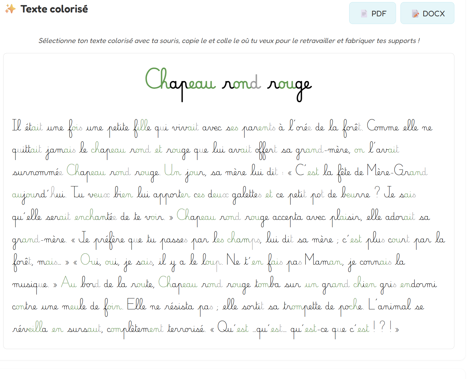 Exemple de texte colorisé 2